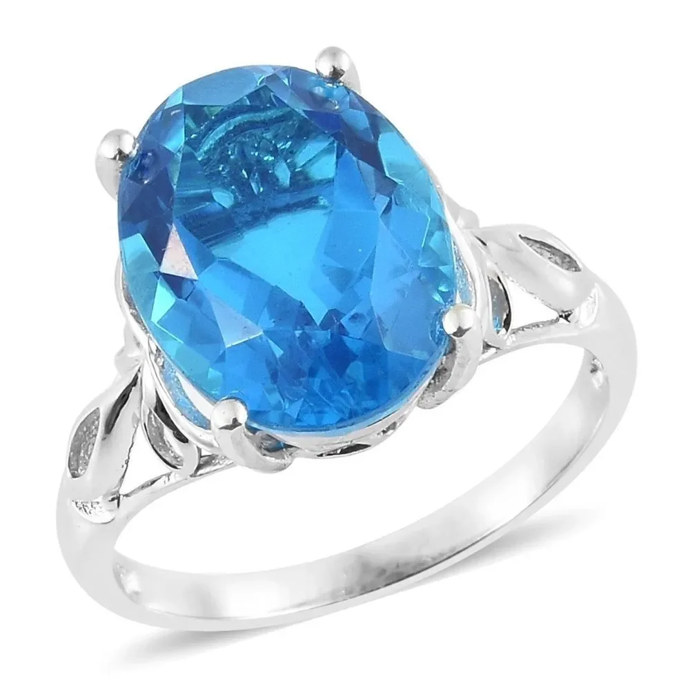 Solitaire Ring Caribbean Quartz Sterling Silver